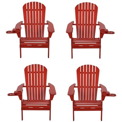 Jiallo Foldable Adirondack Chair with cup holder set of 4