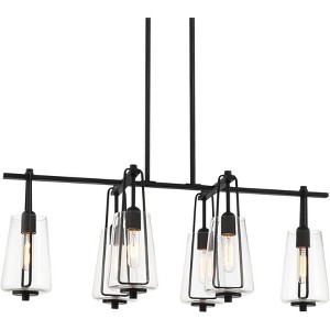 Possini Euro Design Wexford Black Island Linear Pendant Chandelier 36 1/2" Wide Modern Clear Glass 6-Light Fixture for Dining Room - 1 of 4