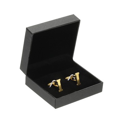Unique Bargains Men Weddings Gift Classic Alphabet Cuff Links with Box 2 Pcs