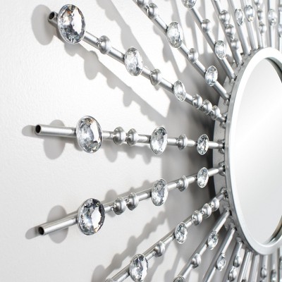 Champagne Gold Sunburst Round Wood Mirror 30.25"