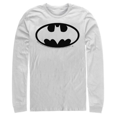 Men's Batman Dark Night Logo Long Sleeve Shirt - White - Small : Target