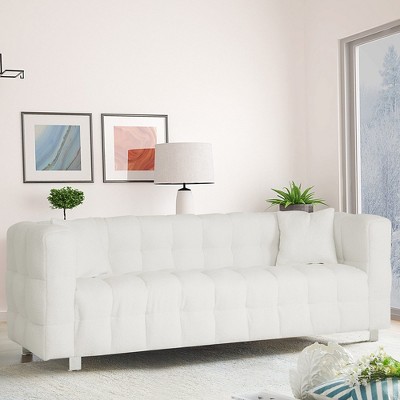 Sofa Couch, Living Room Couch With 2 Pillows, Metal Legs, Wide Arm And Backrest Modern Upholstered Comfy Couch Sofas