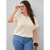 Coolmee Womens Plus Size Short Sleeve Textured Tops Crewneck Knit Solid Loose Casual Basic T Shirts Tee Blouses - 2 of 4