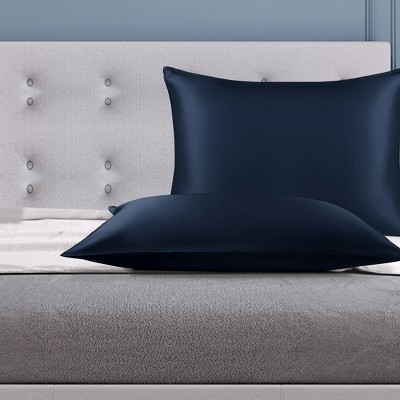 1 Pc Standard 100% Natural Pure Silk Pillowcase Navy Blue - PiccoCasa