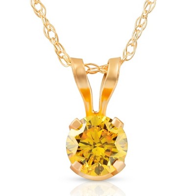 Pompeii3 1/4Ct Fancy Canary Yellow Diamond Lab Created Pendant 14k Yellow Gold Necklace