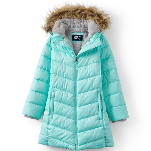 Lands End Kids Fleece Lined Parka Large Light Turquoise Target