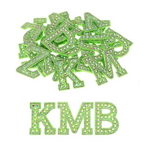 Unique Bargains DIY Clothes Repair Decorative Glitter Alphabet Rhinestone English Letter Iron-on Patches 1 Set - 1 of 4