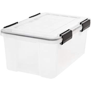 IRIS USA, Inc. UCB-XL Weathertight Plastic Storage Bin Tote Organizing  Container with Durable Lid and Seal and Secure Latching Buckles, 156 Qt. -  Single, Clear/Black, 500231