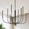 LNC Priamurskiy 8-Light 37.4" Modern Candle Oversized Chandelier, Matte Black and Polished Gold - 2 of 4