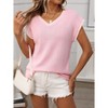 Womens Summer Sweater Lightweight Cap Sleeve V Neck Pullover Sweater Color Block Sweater Vest Soft Knitwear One Shoulder Style Outfits - 3 of 4