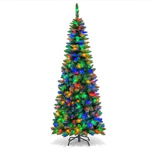 Slim Artificial Christmas Tree, Pre-Assembled Hinged Structure, Full Branches & Metal Stand for Home and Holiday Decor - 1 of 1