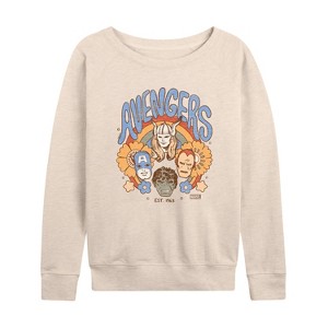 Women's - Marvel - Avengers Floral Lightweight French Terry Wide Neck Long Sleeve Shirt - 1 of 4