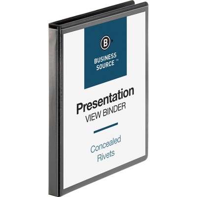 Business Source Standard View Binder 1/2" Capacity 11"x8-1/2" Black 09979