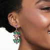 Ross-Simons 14.10 ct. t.w. Amethyst and Green Chalcedony Drop Earrings With .40 ct. t.w. White Topaz in 18kt Gold Over Sterling - 2 of 4