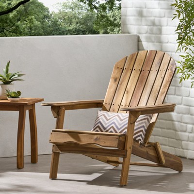 VisioGear Adirondack Chair, Folding Outdoor Chair with Wide Armrests, Patio Lawn Chair for Outside Garden Backyard, Natural, 36.41"*30.31"*33.85"