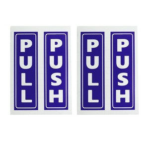 Unique Bargains Vertical PVC Self-Adhesive Waterproof Store Shop Push Pull Door Sign  2 Set - 1 of 4