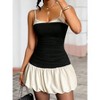 Mocamel Women's Color Contrast Stitching Tight Skirt Simple Pleated Design Suitable For Daily And Festive - 2 of 4