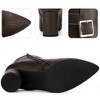 BLISSFUL STEP Women's Pointed Toe Block Chunky Heel Buckle Decor Ankle Boots - 3 of 4