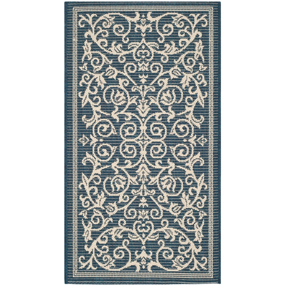 2'7in x 5' Vaucluse Outdoor Rug Navy/Beige - Safavieh