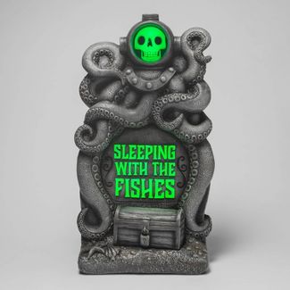 "Sleeping with the Fishes" Octopus Light Up Blow Mold Tombstone Halloween Decorative Prop - Hyde & EEK! Boutique™