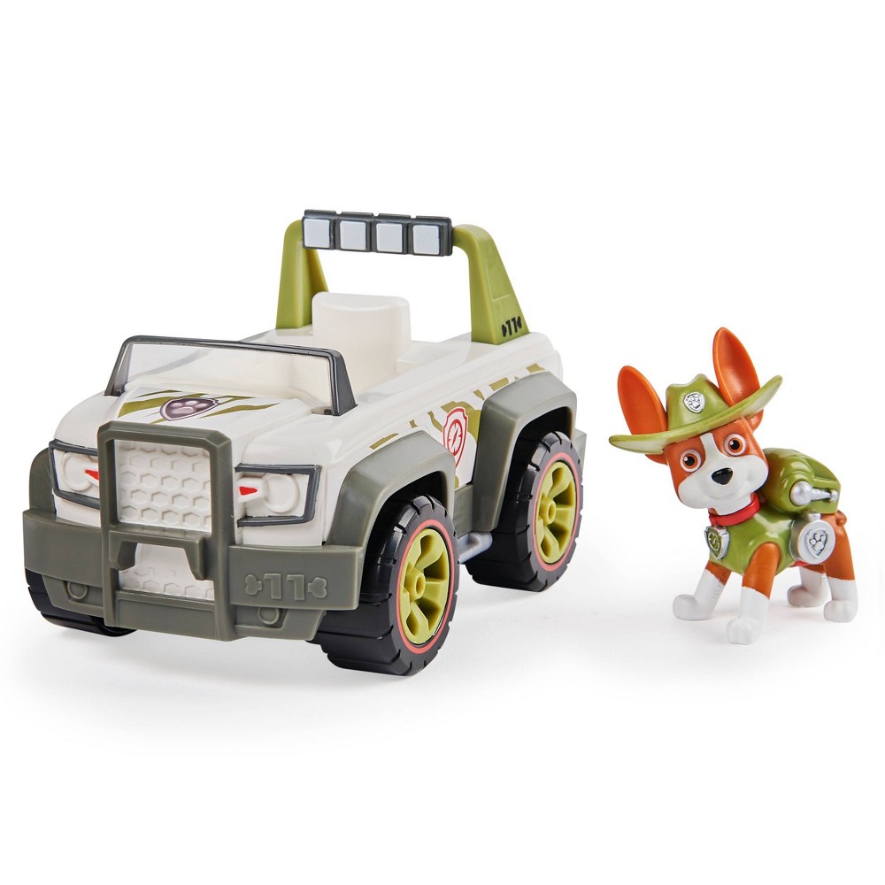 Paw Patrol  Tracker?s Jungle Cruiser Vehicle with Collectible Figure  for Kids Aged 3 and up