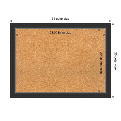 Natural Cork Board with Corvino Black Wood Frame, 31" x 23"