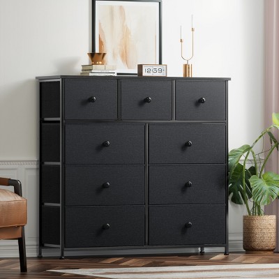 WOWLIVE 9 Dresser, Chest of Drawers with Wide 39'', Easy-Pull Fabric & Wood Dressers with Top