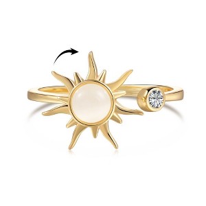 Qucy Jewels Solar ring with Cats Eye and Cubic Zircon in Gold - 1 of 2