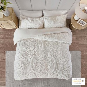 Okak Queen/King 3-Piece Cotton Tufted Chenille Bed Duvet Cover Set Mini Set,Comfortable Coverlet Bedding Sets,Machine Washable - 1 of 4