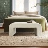 47" Modern Boucle Upholstered Waterfall Bench, Cream Entryway or Bedroom Bench with Soft Curved Design & Solid Wood Frame-Maison Boucle - 2 of 4