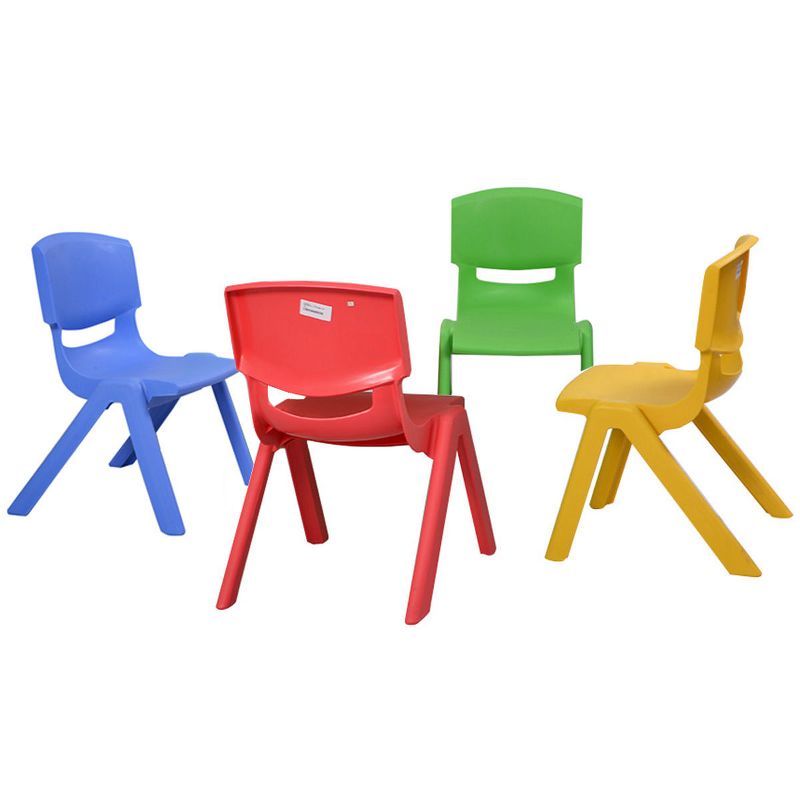 Costway Set of 4 Kids Plastic Chairs Stackable Play and Learn Furniture Colorful, 3 of 7