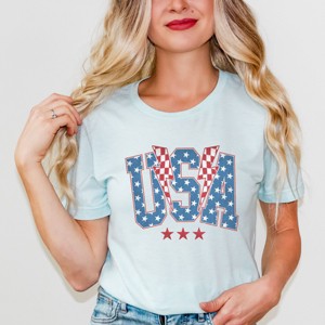 Simply Sage Market USA Checkered Lightning Short Sleeve Tee - 1 of 4