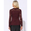Allegra K Women's Lace Square Neck Long Sleeve Stertch Elegant Casual Peplum Blouse - 3 of 4