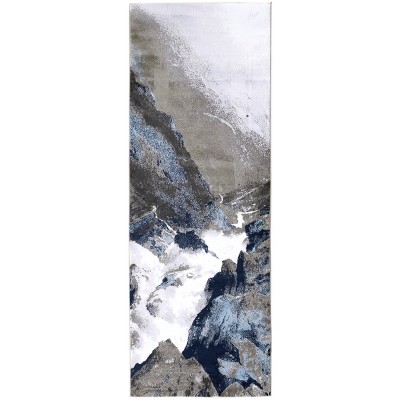 Gaspar Modern Abstract Blue/Gray/White Area Rug
