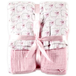 Hudson Baby Infant Girl Cotton Muslin Swaddle Blankets, Pink Sheep, One Size - 1 of 1