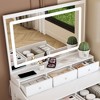 Hrinhom 31.5"W New Large Mirror Modern Makeup Vanity Set with Power Outlet and Hair dryer holder-White - 3 of 4
