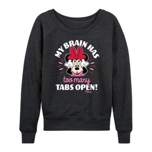 Women's - Disney - Minnie Mouse Brain Has Too Many Tabs Open Lightweight French Terry Slouchy - 1 of 4