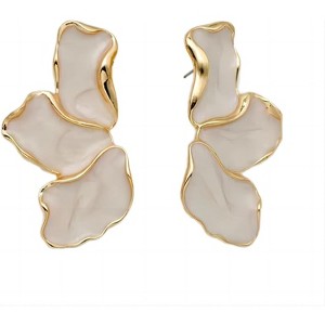 Stainless Steel Flower Petal Dangle Earrings - Unique Statement Earrings for Women, Hypoallergenic Gift Jewelry - 1 of 4