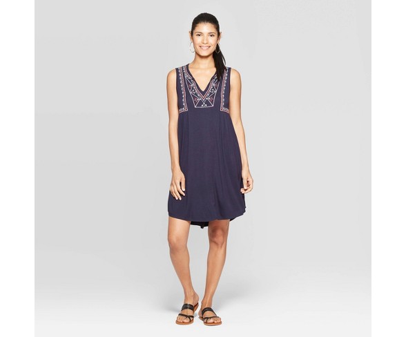 women's embroidered denim dress Embroidery Collar Denim Dress