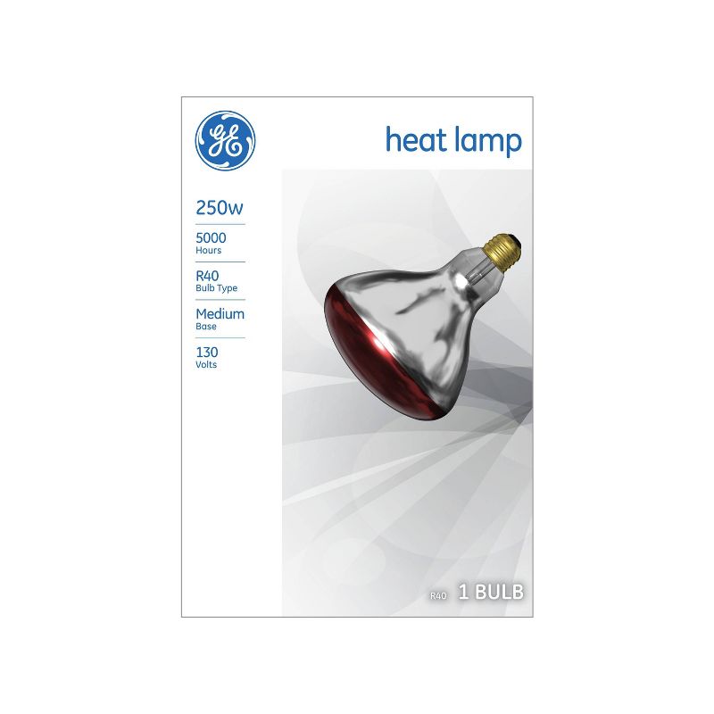 GE 250W BR40 Incandescent Heat Lamp Red, 1 of 6