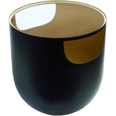 Doma Round Matte Black Metal End Table with Glass Top