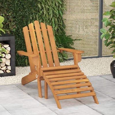 vidaXL Solid Acacia Wood Patio Recliner Chair with Foldable Design and Included Footrest for Comfort in Outdoor Spaces