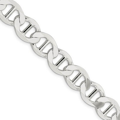 Black Bow Jewelry Mens 12.25mm Sterling Silver Hollow Flat Anchor Chain Necklace