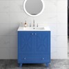 KTMBDW Bathroom Vanity with Ceramic Sink, Wooden Double Door Bathroom Storage Vanity with 30 Inch, Small Quick Assembly Bathroom Cabinet, Blue - 2 of 4