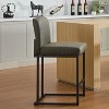 Jojoka Bar Stools,24" Seat High Counter Height Leather Barstools with Back and Metal Frame for Kitchen Island - 2 of 4