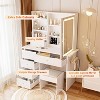 DYHOME Makeup Vanity Desk with Mirror and Lights & Charging Station, with 6 Drawers, Jewelry Storage, Make Up Table Set, Makeup Desk Stool Included - 4 of 4