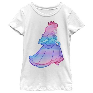 Girl's Nintendo Princess Peach Rainbow Fade T-Shirt - 1 of 4