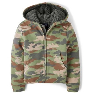 The Children's Place Boys Active Long Sleeve Camo Premium Fleece Lined Zip Up Sweatshirt - 1 of 2