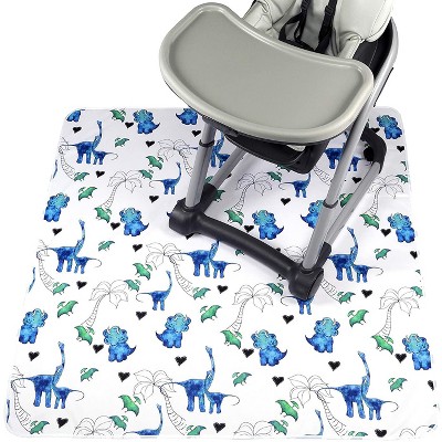 JumpOff Jo Splat Mat - Waterproof and Washable, for Booster Seat, Tabletop, Carpet - Protection from Spills, Indoor-Outdoor - 51 x 51 , Blue Dinosaur