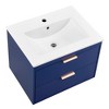 24" Floating Wall Mounted Bathroom Vanity With White Ceramic Sink Storage Drawers Wooden Bathroom Storage Cabinet, Blue - 3 of 4